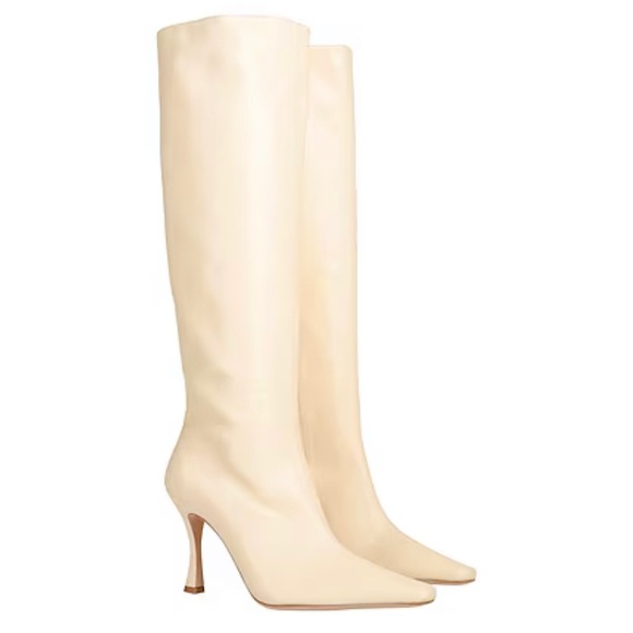 STAUD Shoes - STAUD Cream Off White Wally Paz Pull On & Zipper Knee High Boots, Size40